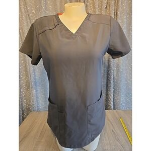 Dickies EDS Unisex Scrub Top Small Gray Solid Medical Cotton Blend Exc!